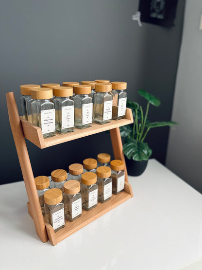 Set of 20 square 150ml glass jars +shelves