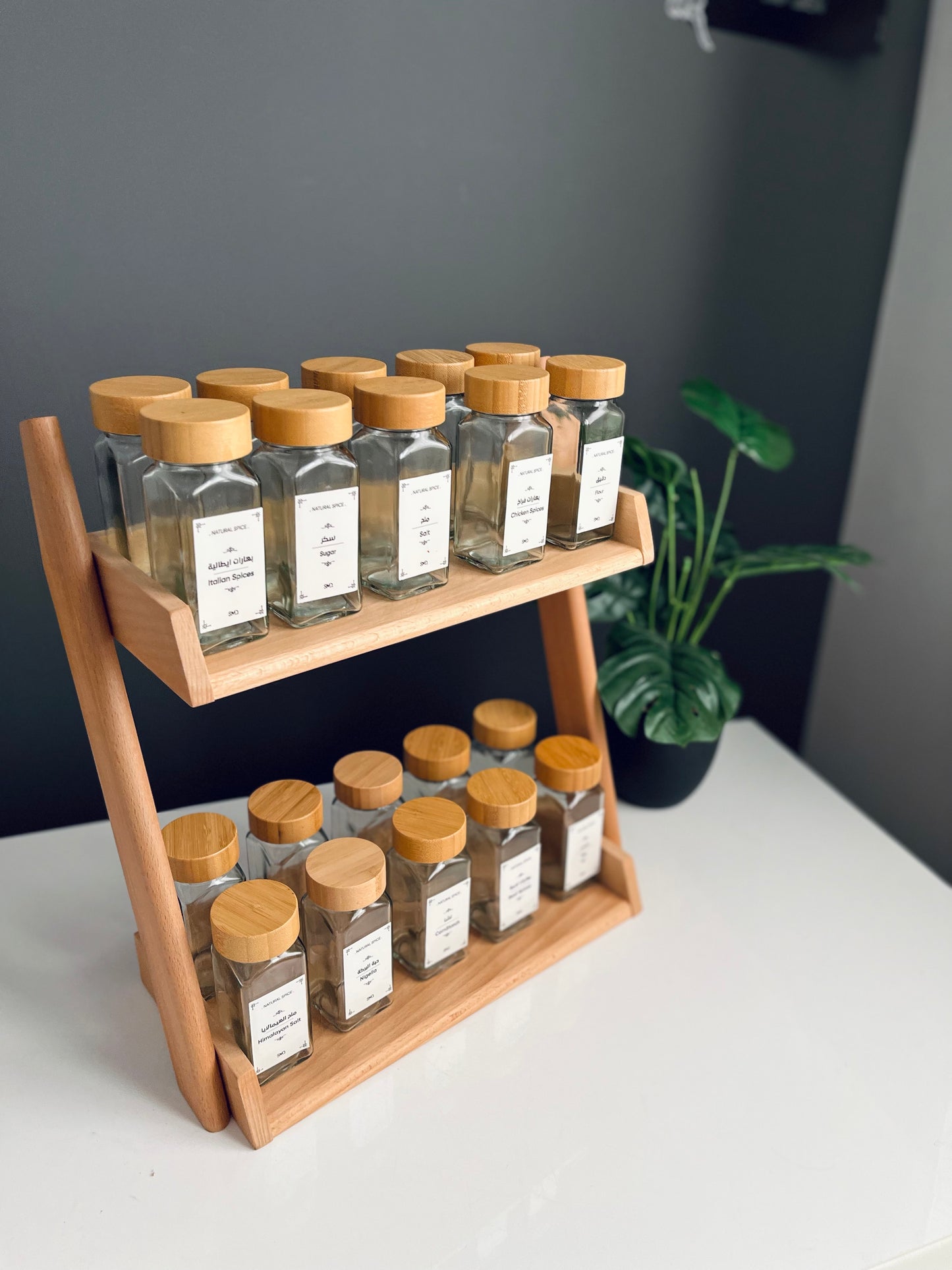 Set of 20 square 150ml glass jars +shelves