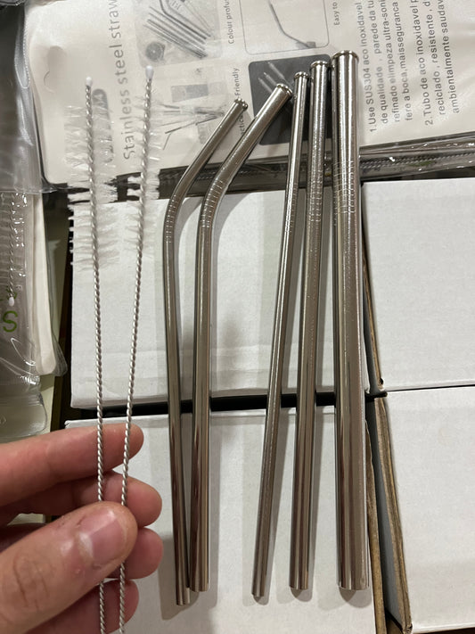 Set of 7 straw +straw clenar silver