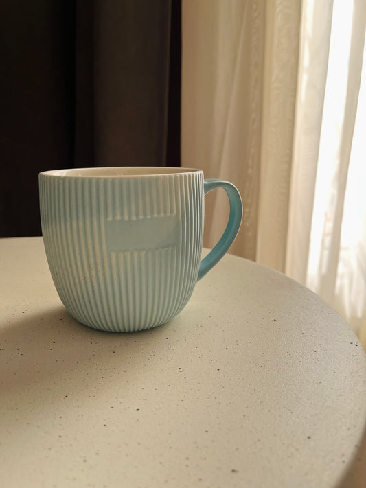 Blue  porcelain cup(مضلع)390ml