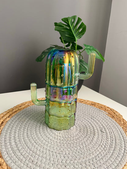 Set of 4 glass cactus cups (green)